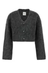 Nanushka Dark Grey Stretch Nylon Blend Henny Cardigan In Grey