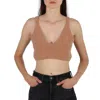 Nanushka Zosia Bouclé-knit Merino Wool-blend Bra Top In Brown