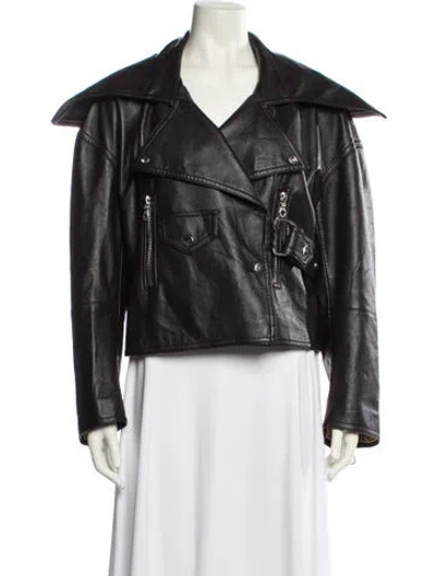 Pre-owned Nanushka Leather Biker Jacket In Black