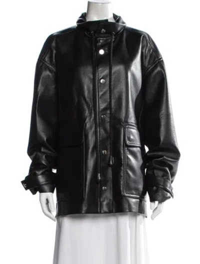 Pre-owned Nanushka Leather Coat In Black