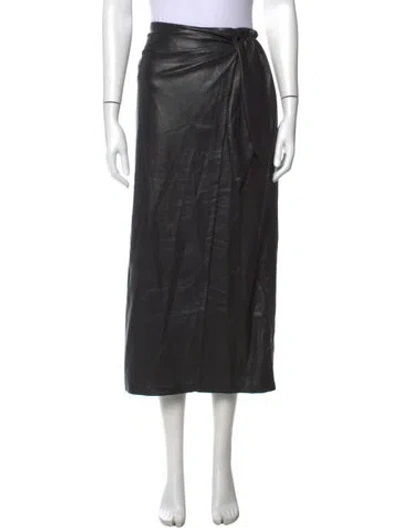 Pre-owned Nanushka Leather Long Skirt In Black