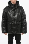 Nanushka Leather Quilted Down Jacket In Black
