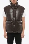 Nanushka Leather Quilted Vest In Brown
