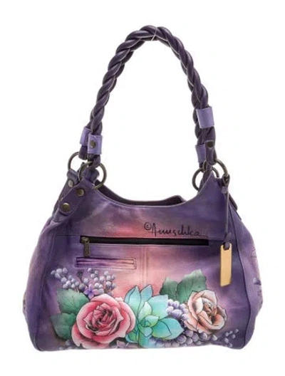 Pre-owned Nanushka Leather Shoulder Bag In Purple