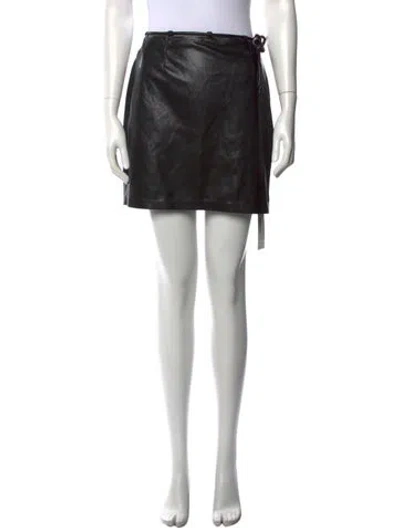 Pre-owned Nanushka Leather Trim Embellishment Mini Skirt In Black