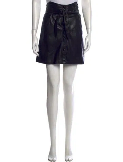 Pre-owned Nanushka Leather Trim Embellishment Mini Skirt In Black