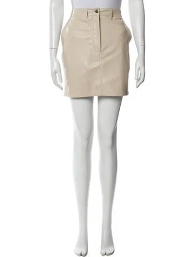 Pre-owned Nanushka Leather Trim Embellishment Mini Skirt W/ Tags In Neutral