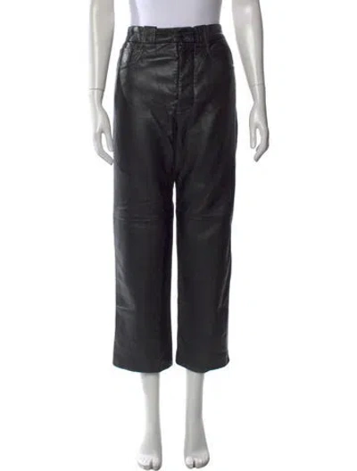 Pre-owned Nanushka Leather Wide Leg Pants In Black