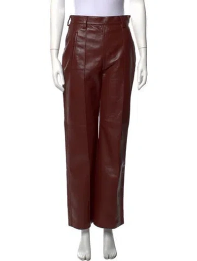 Pre-owned Nanushka Leather Wide Leg Pants In Brown