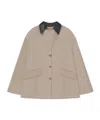 Nanushka Leather-collar Button-front Jacket In Neutral