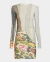 Nanushka Leid Printed Mesh Jersey Mini Dress In Multi