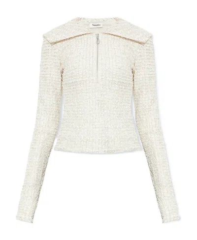 Nanushka Leiko Dribbled Ribbon Top In White