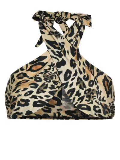 Nanushka Leopard-print Bikini Top In Neutrals