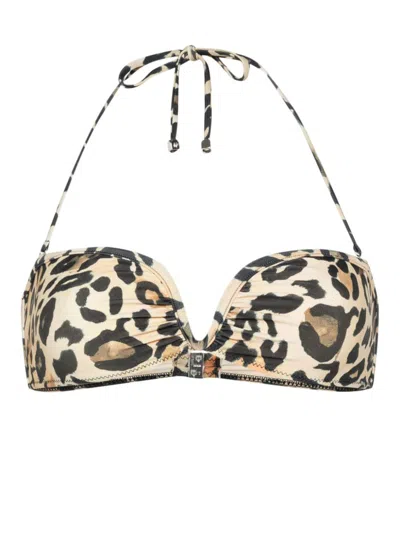 Nanushka Leopard-print Bikini Top In Neutrals