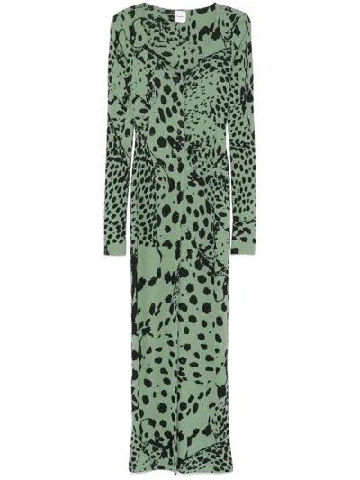 Nanushka Leopard-print Maxi Dress In Green