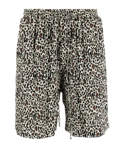 Nanushka Leopard Printed Drawstring Shorts In White