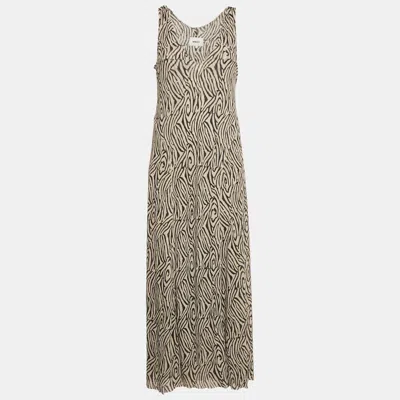 Nanushka Light Grey Printed Jersey Flared Maxi Dress In Gray