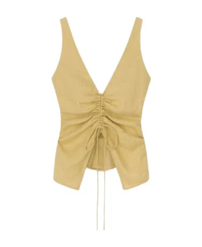Nanushka Linen Drawstring Top In Nude