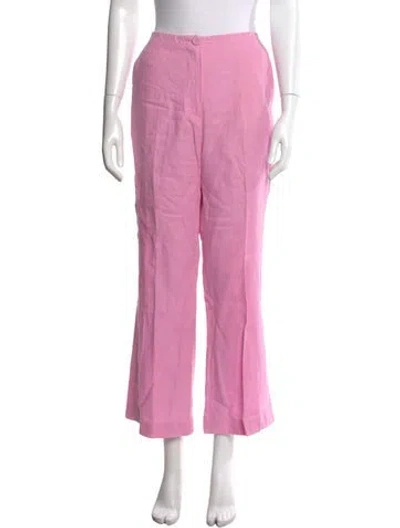 Pre-owned Nanushka Linen Flared Pants In Pink