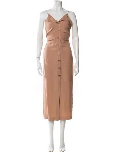 Pre-owned Nanushka Linen Long Dress In Neutral