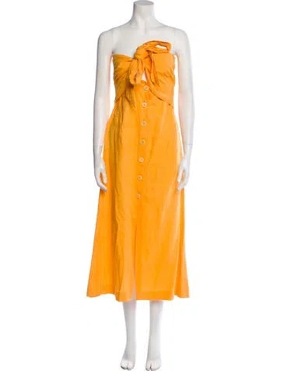 Pre-owned Nanushka Linen Long Dress In Orange