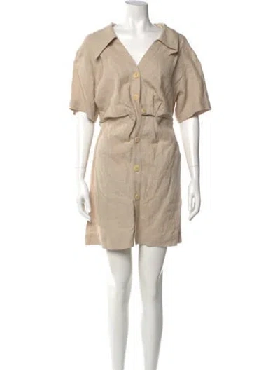 Pre-owned Nanushka Linen Mini Dress In Neutral