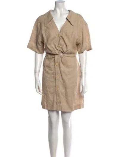 Pre-owned Nanushka Linen Mini Dress In Neutrals