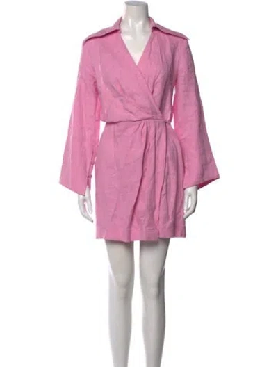 Pre-owned Nanushka Linen Mini Dress In Pink