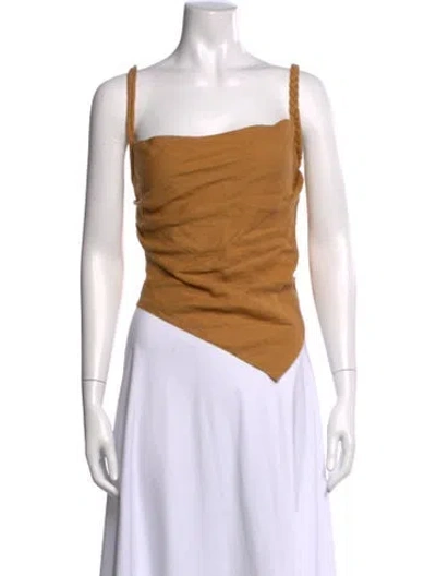 Pre-owned Nanushka Linen Square Neckline Top In Neutral