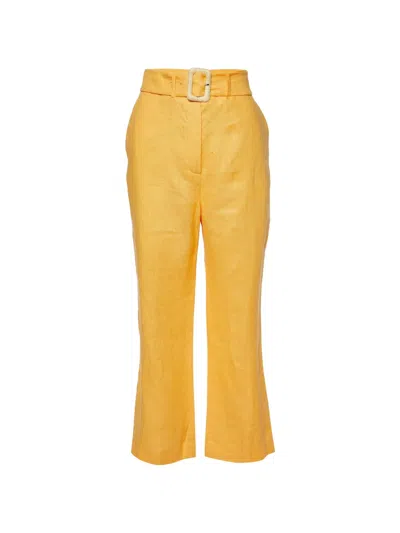 Pre-owned Nanushka Linen Trousers In Yellow