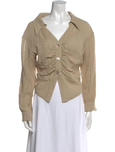 Pre-owned Nanushka Linen V-neck Bodysuit In Brown