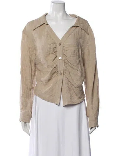 Pre-owned Nanushka Linen V-neck Button-up Top In Neutral