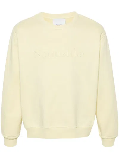 Nanushka Logo-embroidered Cotton Sweatshirt In Yellow