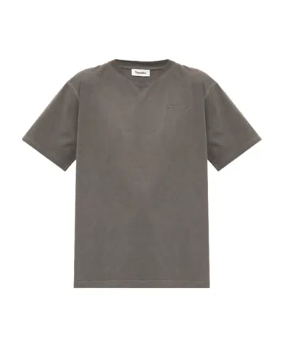Nanushka Logo-embroidered Cotton T-shirt In Gray