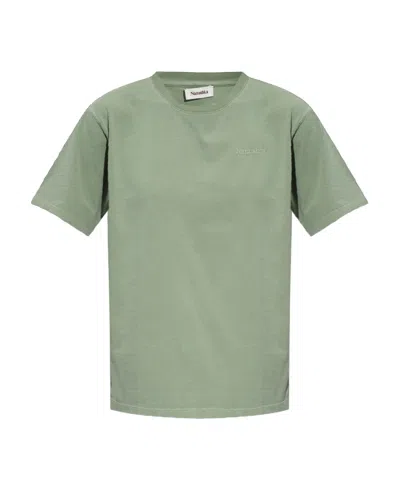 Nanushka Logo-embroidered Cotton T-shirt In Green