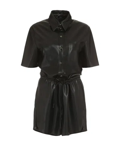 Nanushka Black Leni Vegan Leather Jumpsuit