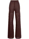 Nanushka Logo-knit Crochet Trousers In Braun