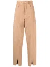 Nanushka Logo-patch Straight-leg Trousers In Nude