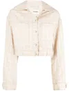 Nanushka Logo Pattern Boxy Denim Jacket In Neutrals