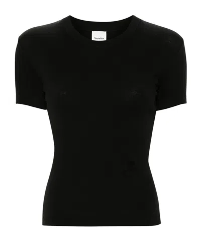 Nanushka Logo-embroidered Cropped T-shirt In Multi