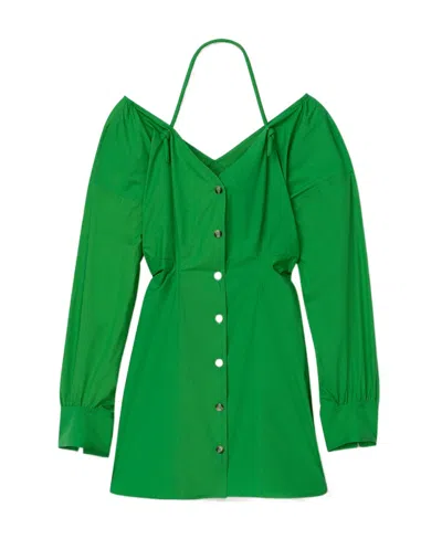 Nanushka Long-sleeve Button-fastening Dress In Green