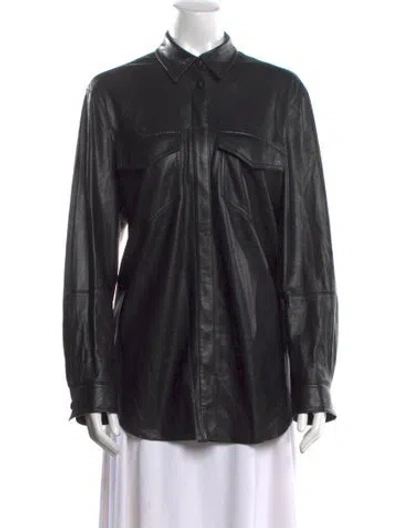 Pre-owned Nanushka Long Sleeve Button-up Top In Black