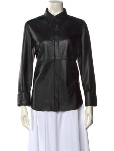 Pre-owned Nanushka Long Sleeve Button-up Top In Black