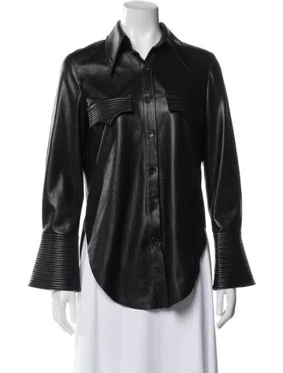 Pre-owned Nanushka Long Sleeve Button-up Top In Black