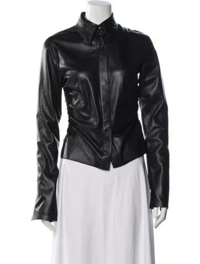 Pre-owned Nanushka Long Sleeve Button-up Top In Black