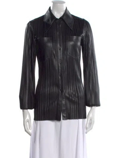 Pre-owned Nanushka Long Sleeve Button-up Top In Black