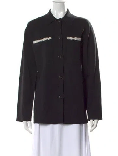 Pre-owned Nanushka Long Sleeve Button-up Top In Black