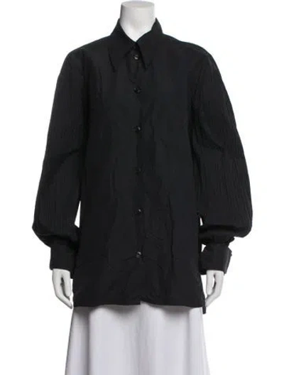 Pre-owned Nanushka Long Sleeve Button-up Top In Black
