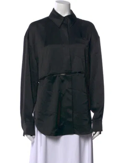 Pre-owned Nanushka Long Sleeve Button-up Top In Blue