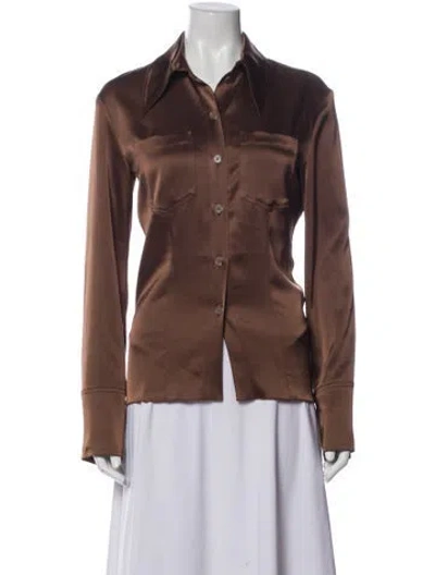 Pre-owned Nanushka Long Sleeve Button-up Top In Brown